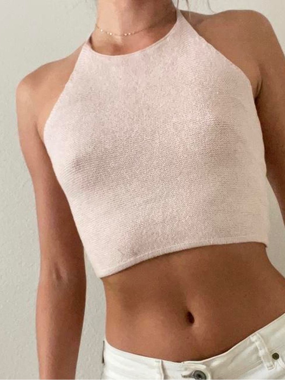 Brandy Melville Pink Knit Halter Top